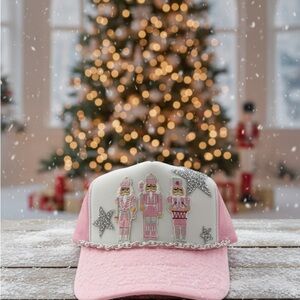 OTTO Pink and White Nutcracker Cap with Silver Stars